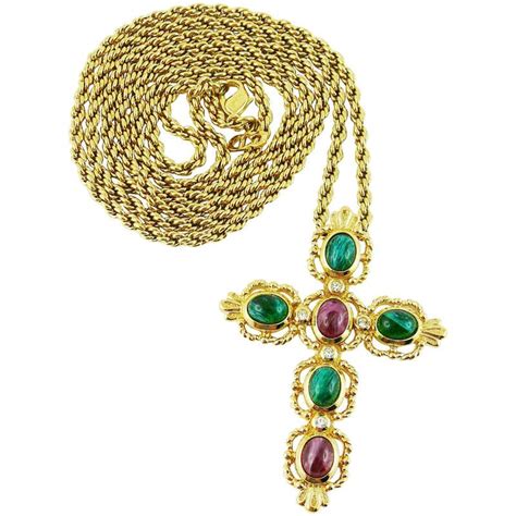 dior cross necklacce|antique christian Dior necklace.